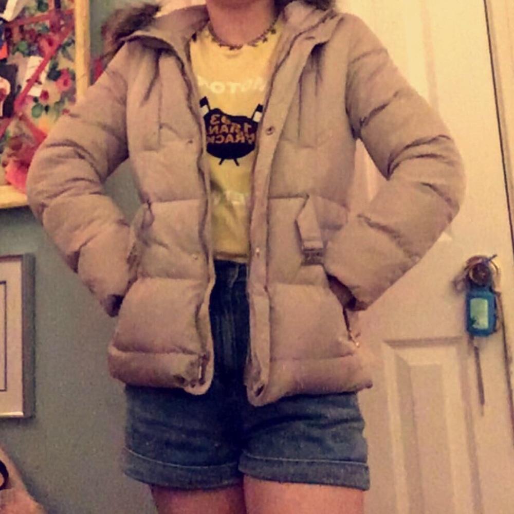 Zara puffer jacket with faux fur hood